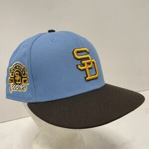 New Era MLB San Diego Padres Sky Blue 59FIFTY Fitted Hat Cap Team Patch 7 3/4